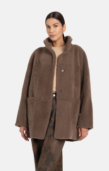 Madlen, Wendbare Lammfelljacke, braun